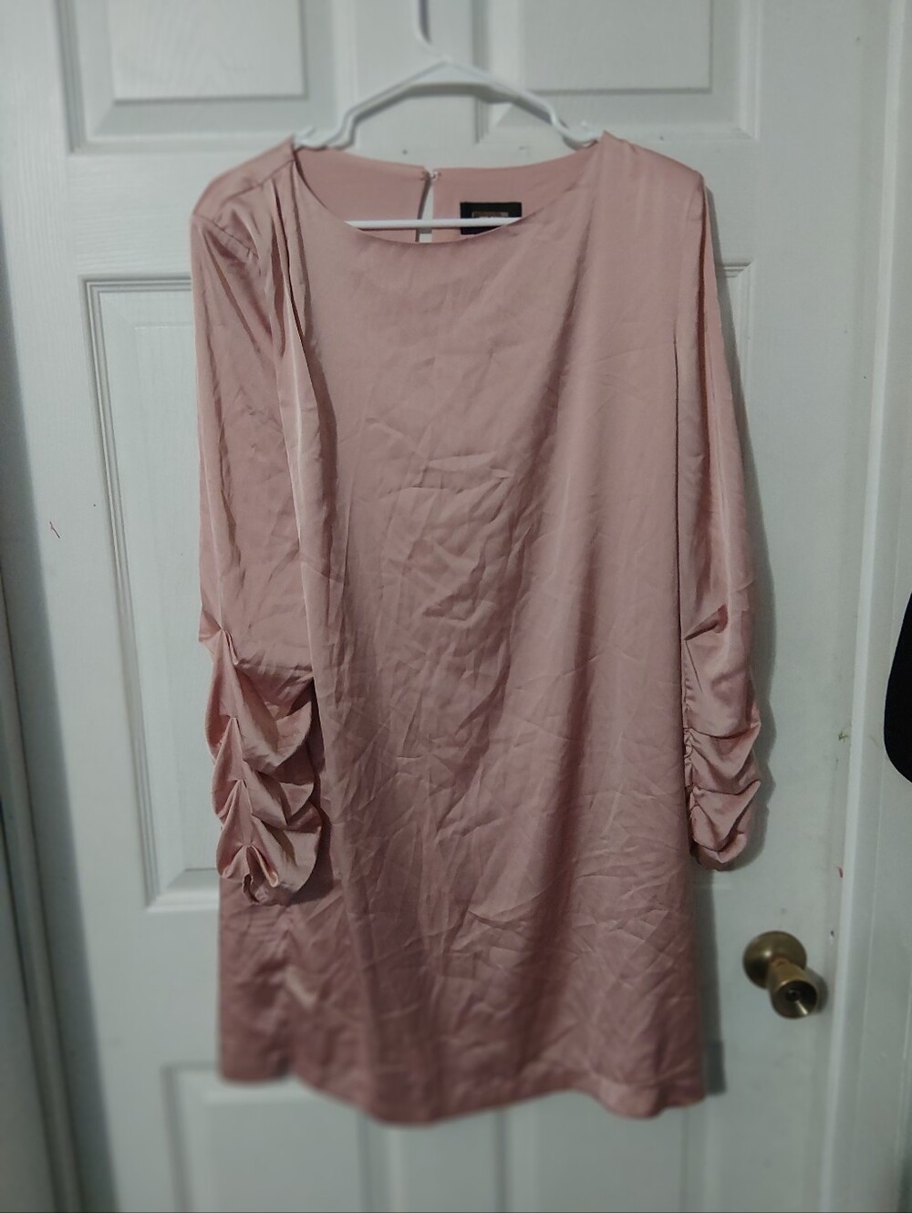 Alexia Admor Dusty Blush Long Sleeve Ruched-Sleeve Shift Dress